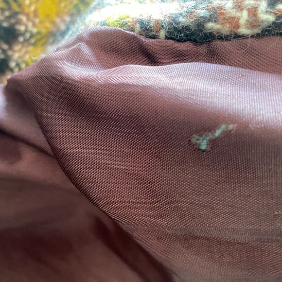 Price firm 70s VINTAGE Wool plaid tweed wide lapel belted trench pea tailored - Picture 14 of 14